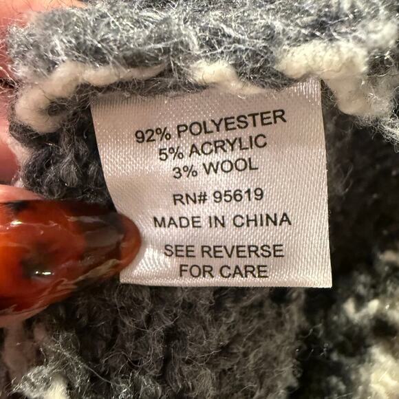 John Paul Richard Women Sweater Gray White Fair Isle Knit Roll Neck Pullover L - Picture 5 of 7